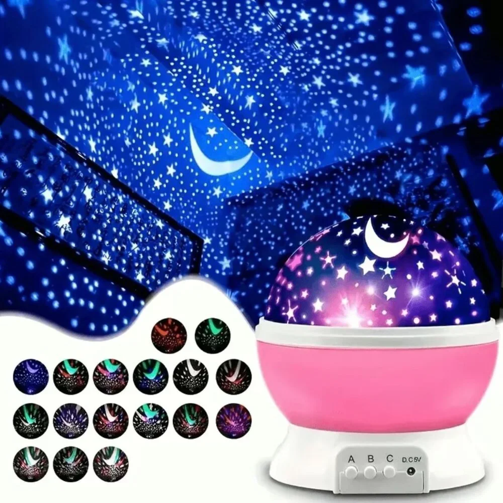 Moon Star Projector Light, 9 Colors Conversion with 360 Degree Rotation